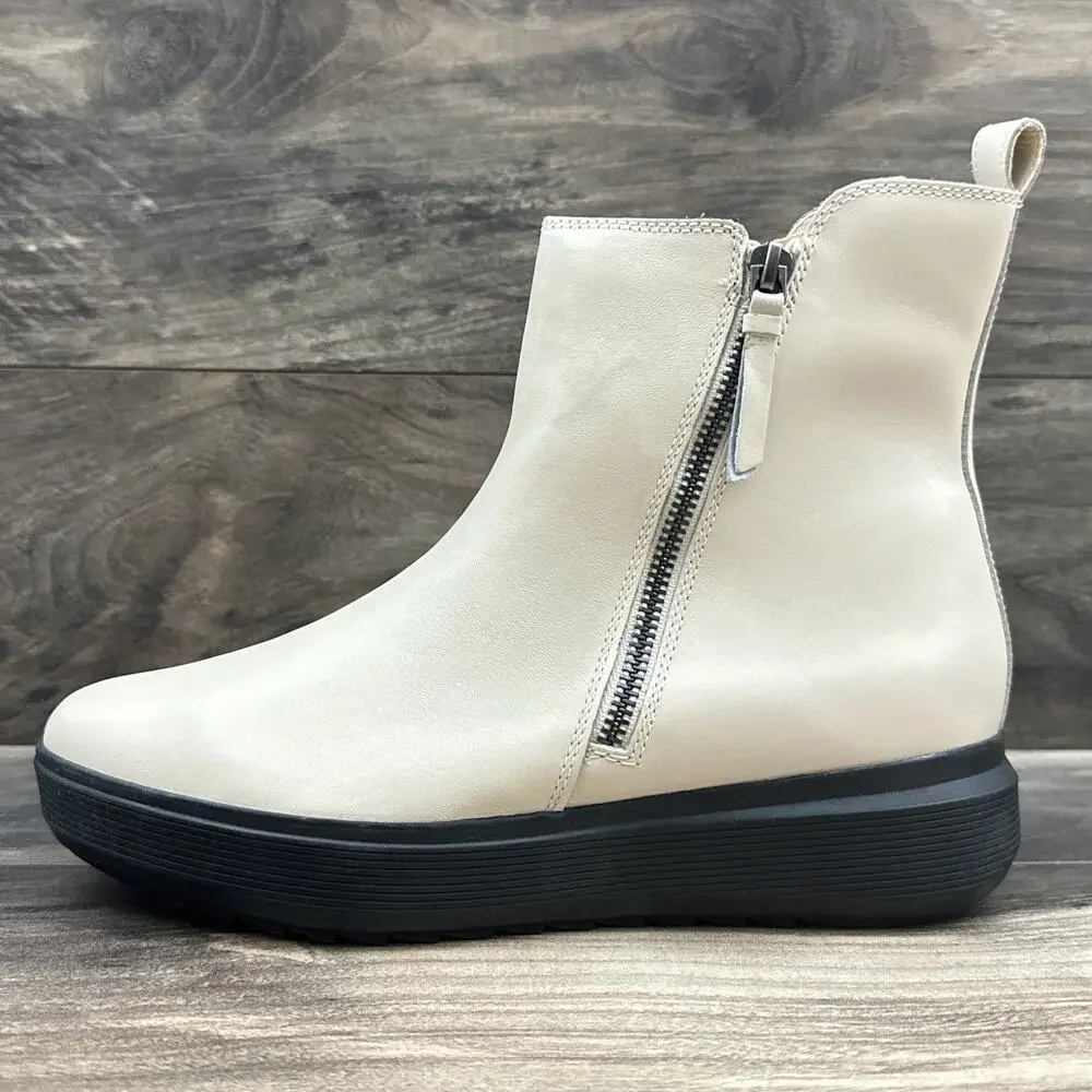 NIB Naturalizer Talise 8.5M Off White Leather Platform Zip Ankle Booties Boots - Picture 7 of 13